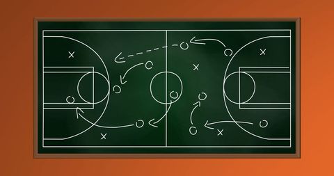 Basketball Strategy Diagram on Chalkboard Background - Download Free Stock Images Pikwizard.com