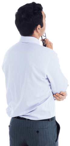 Back View Of Thoughtful Businessman On Transparent Background