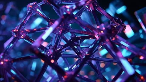 Rotating Metallic Lattice with Purple Lighting in Futuristic Design Video
