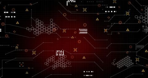 Futuristic Digital Interface with Network Connections on Red Backdrop - Download Free Stock Images Pikwizard.com