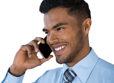 transparent smiling businessman talking on phone with confidence - Download Free Stock Videos Pikwizard.com