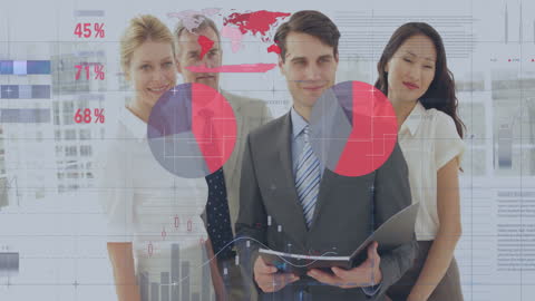 Professional Business Team with Data Visualization Elements