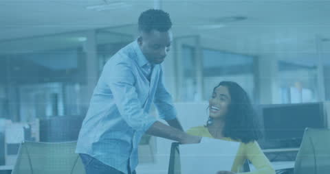 Interactive Digital Interface in Modern Diverse Office Environment