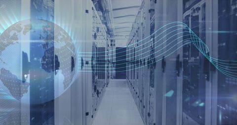Global Data Connections in Modern Server Room - Download Free Stock Images Pikwizard.com