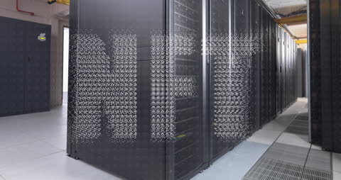 NFT Digital Interface Concept in a Server Room