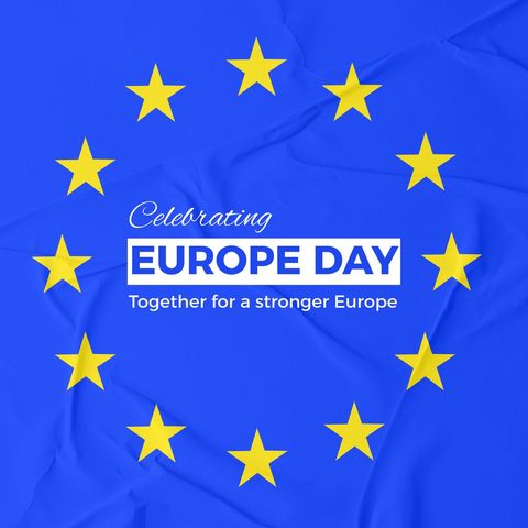 Celebrating Europe Day with European Union Flag Background - Download Free Stock Templates Pikwizard.com