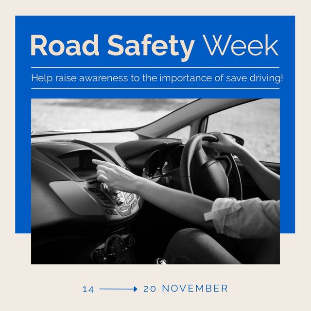 Centered around Road Safety Week, this stock photo can be used in awareness campaigns promoting safe driving. Ideal for organizations, schools, or social media posts aiming to highlight the importance of responsible driving practices. The image features a woman focusing on the road while driving, emphasizing the theme of staying safe behind the wheel.