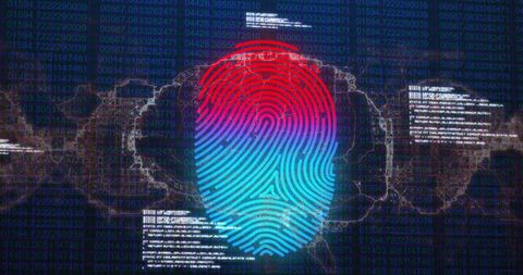 digital fingerprint identification technology on dark background - Download Free Stock Images Pikwizard.com