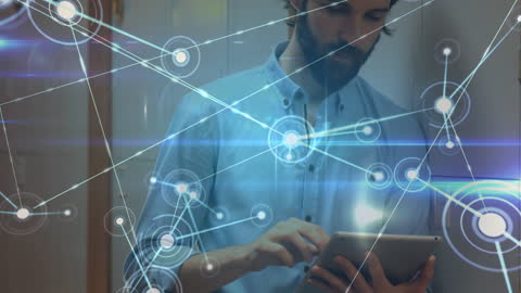 Digital Networking Concept with Man Using Tablet