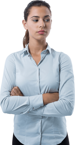 Transparent Female Executive with Arms Crossed Looking Away