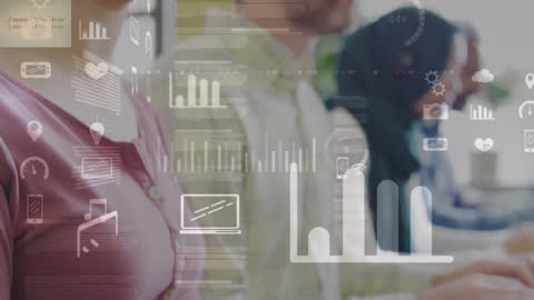 Business Team Engaging with Data and Technology