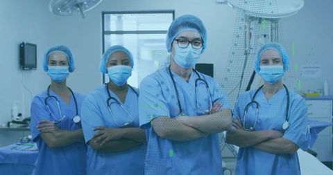 Diverse Surgical Team in Operating Room Ready for Action