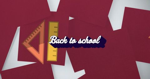 Back to school concept with educational items on red background