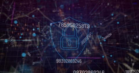 Digital Security Visualization with Lock Illustration and Numerals - Download Free Stock Images Pikwizard.com