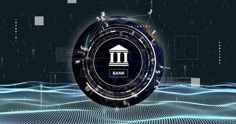 Futuristic Digital Banking Interface with Currency Symbols - Download Free Stock Images Pikwizard.com
