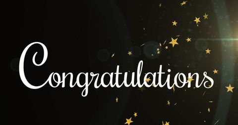 Congratulations Text with Gold Stars on Black Background - Download Free Stock Images Pikwizard.com