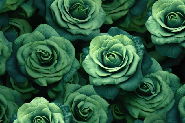 A mesmerizing close-up of vibrant green roses against a dark background, emphasizing the natural beauty and unique coloration. Perfect for use in botanical blogs, floral design projects, or as eye-catching wall art.