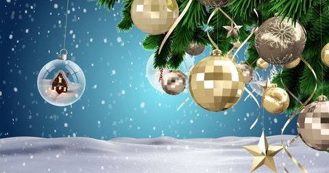 Elegant Christmas Tree Ornaments in Winter Wonderland - Download Free Stock Images Pikwizard.com