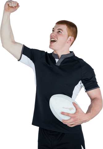 joyful rugby player celebrating victory with raised fist transparent background - Download Free Stock Videos Pikwizard.com