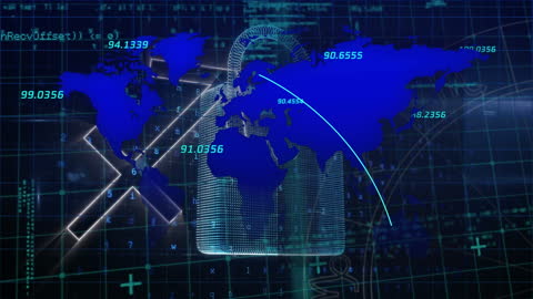 Global Cybersecurity Concept with Digital World Map and Lock Icon