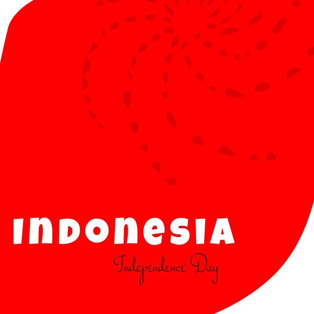 Illustration of indonesia independence day text on red background with patterns, copy space. Vector, patriotism, celebration, freedom and identity concept.