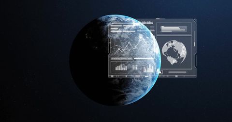Futuristic Digital Data Overlay on Globe in Space - Download Free Stock Images Pikwizard.com
