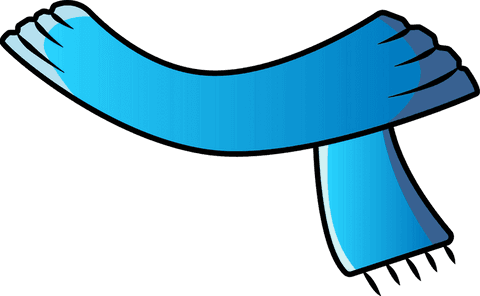 Blue gradient scarf floating on transparent background, elegant style