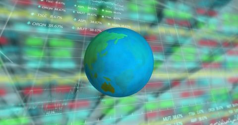 Globe Amidst Financial Data Charts Indicating Global Market Trends - Download Free Stock Images Pikwizard.com