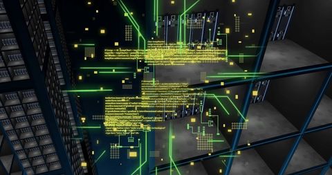 Digital Data Processing with Circuit Board and Servers - Download Free Stock Images Pikwizard.com
