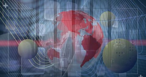Global connections with abstract earth elements and professionals