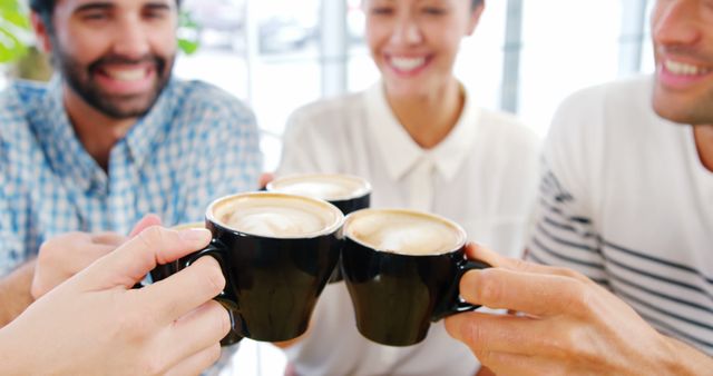 Close-Up Of Friends Enjoying Coffee Together In Cafe - Download Free Stock Images Pikwizard.com