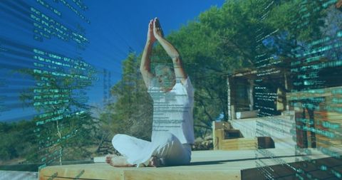 Yoga Meets Technology Outdoors Encompassing Balance and Harmony