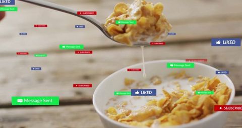 Mix of Digital Interactions and Traditional Breakfast