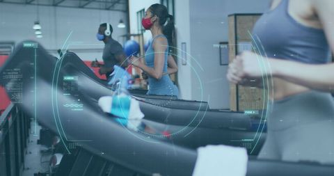 Diverse People Exercising with Face Masks at Gym Amidst Pandemic - Download Free Stock Images Pikwizard.com