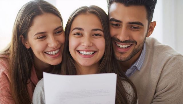 Happy Family Celebrating Daughter's Achievement Together