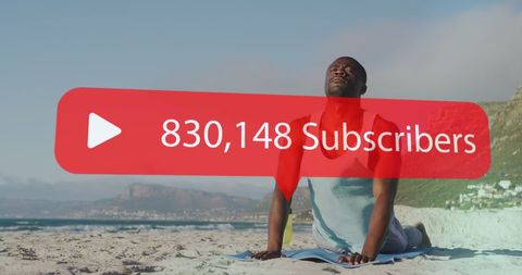 Fitness influencer gaining subscribers on beach