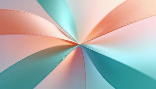 Pastel ribbon starburst radial pattern with stitched edges and soft gradient fabric texture