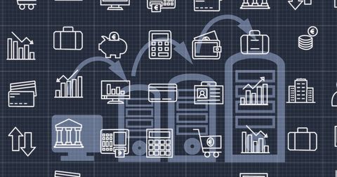 Business and Technology Interface Concept with Digital Icons - Download Free Stock Images Pikwizard.com