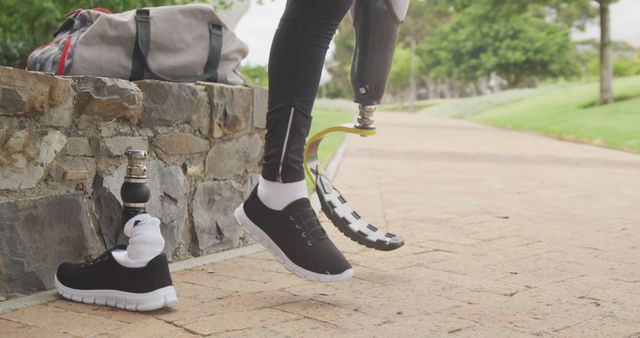 Athlete with Prosthetic Leg Practicing Outdoor Running Exercise - Download Free Stock Images Pikwizard.com