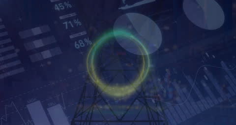 Abstract Infographic Overlaid on Transmission Tower