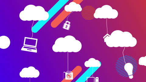 Cloud Technology Icons with Vibrant Animated Background