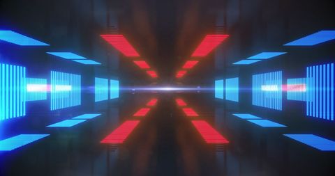 Futuristic Tunnel with Red and Blue Neon Light Patterns - Download Free Stock Images Pikwizard.com