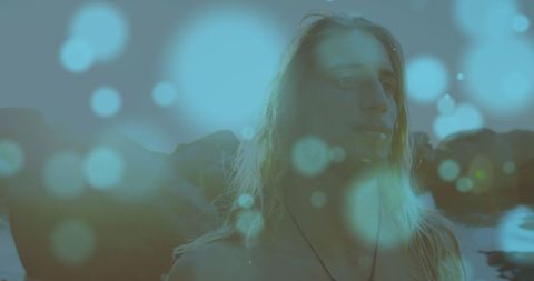Blonde Man Daydreaming in Mystical Light Among Rocks - Download Free Stock Images Pikwizard.com
