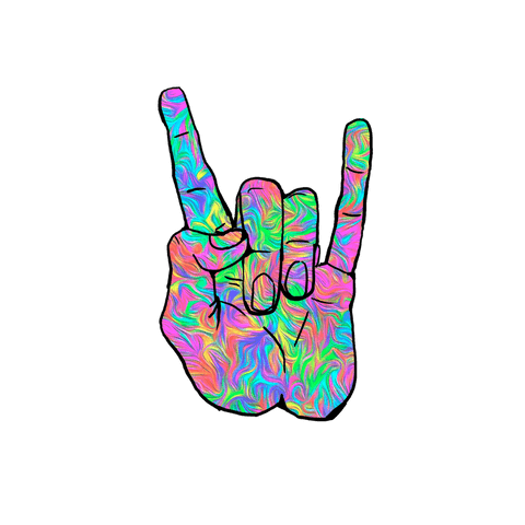 vibrant neon rock hand gesture with swirling patterns - Download Free Stock Videos Pikwizard.com