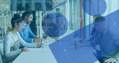 Multiracial Team Brainstorming with Digital Interface Overlay