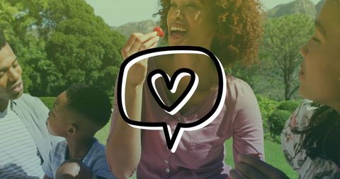 Heartfelt Family Moments Outdoors with a Love Icon Overlay