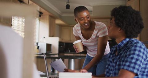 Casual Home Office Collaboration with African American Friends