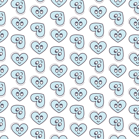 Cute cartoon heart pattern on transparent background