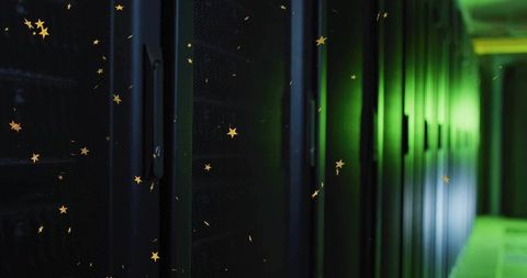 Modern data center server rack with stylish lighting