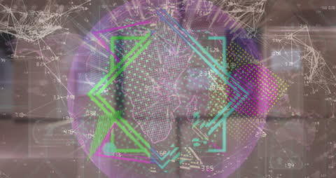 Futuristic Global Technology Interface Overlay on Industrial Background